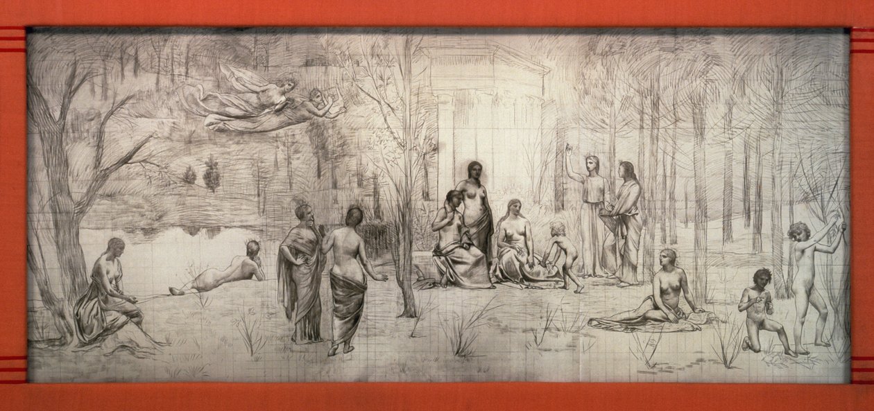 Art Nouveau lijst voor tekening van Pierre Puvis de Chavannes, door Gustave Serrurier-Bovy, Frankrijk door Gustave Serrurier Bovy