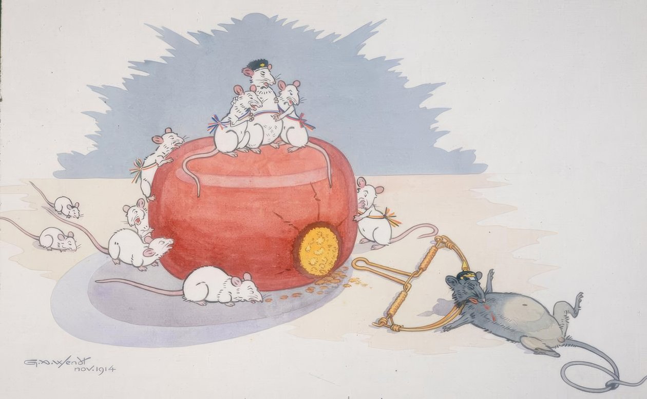 1e Wereldoorlog / Le Gourmand puni / Karikatuur door G.Wendt door Gustave Wendt