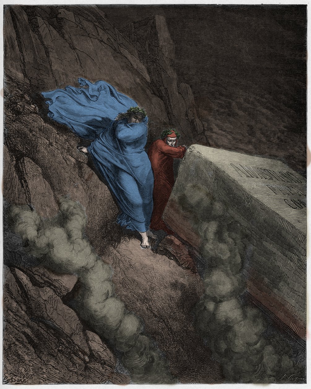 Inferno, Canto 11: Het brandende graf van paus Anastasius II, illustratie uit De Goddelijke Komedie van Dante Alighieri, 1885 door Gustave after Dore