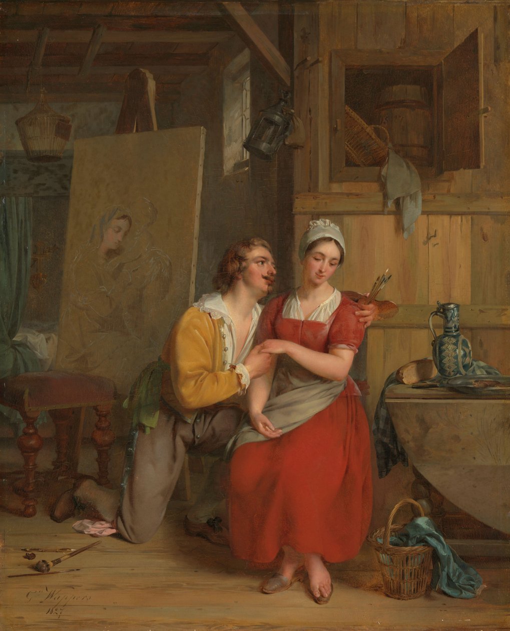 Anthony van Dyck wooing his Model door Gustave or Gustaaf Wappers