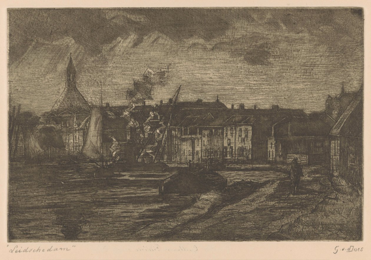 Leidschendam door Gustave van der Does (signed by artist)