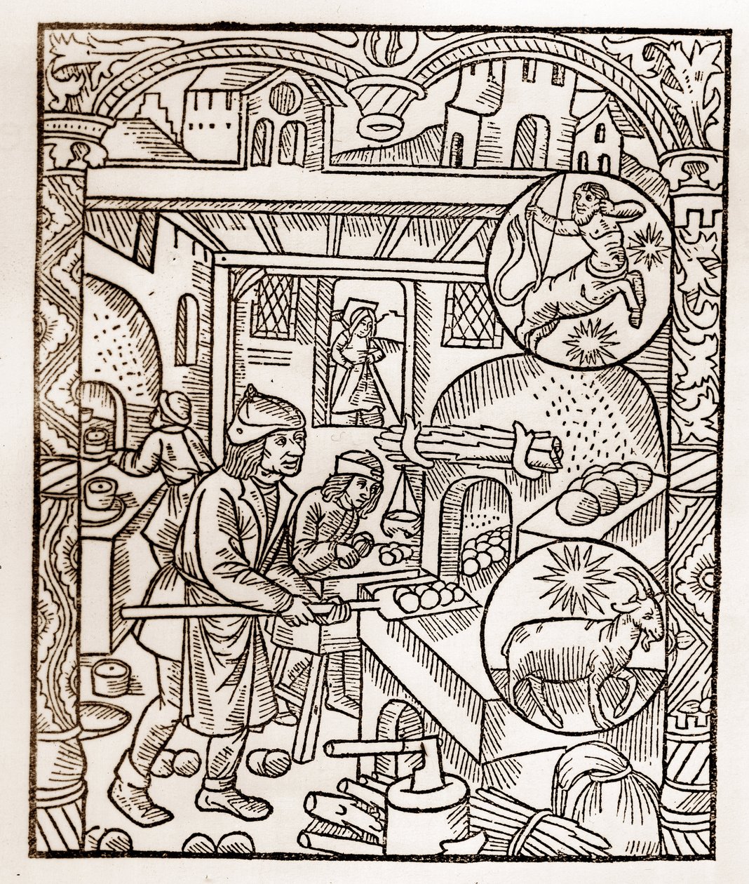 Herderkalender - De Arbeid van de Maanden - November - Houtsnede uit het boek van 1496 gedrukt door Guy Marchant (Guido Mercator) in Troyes - Houtsnede in 