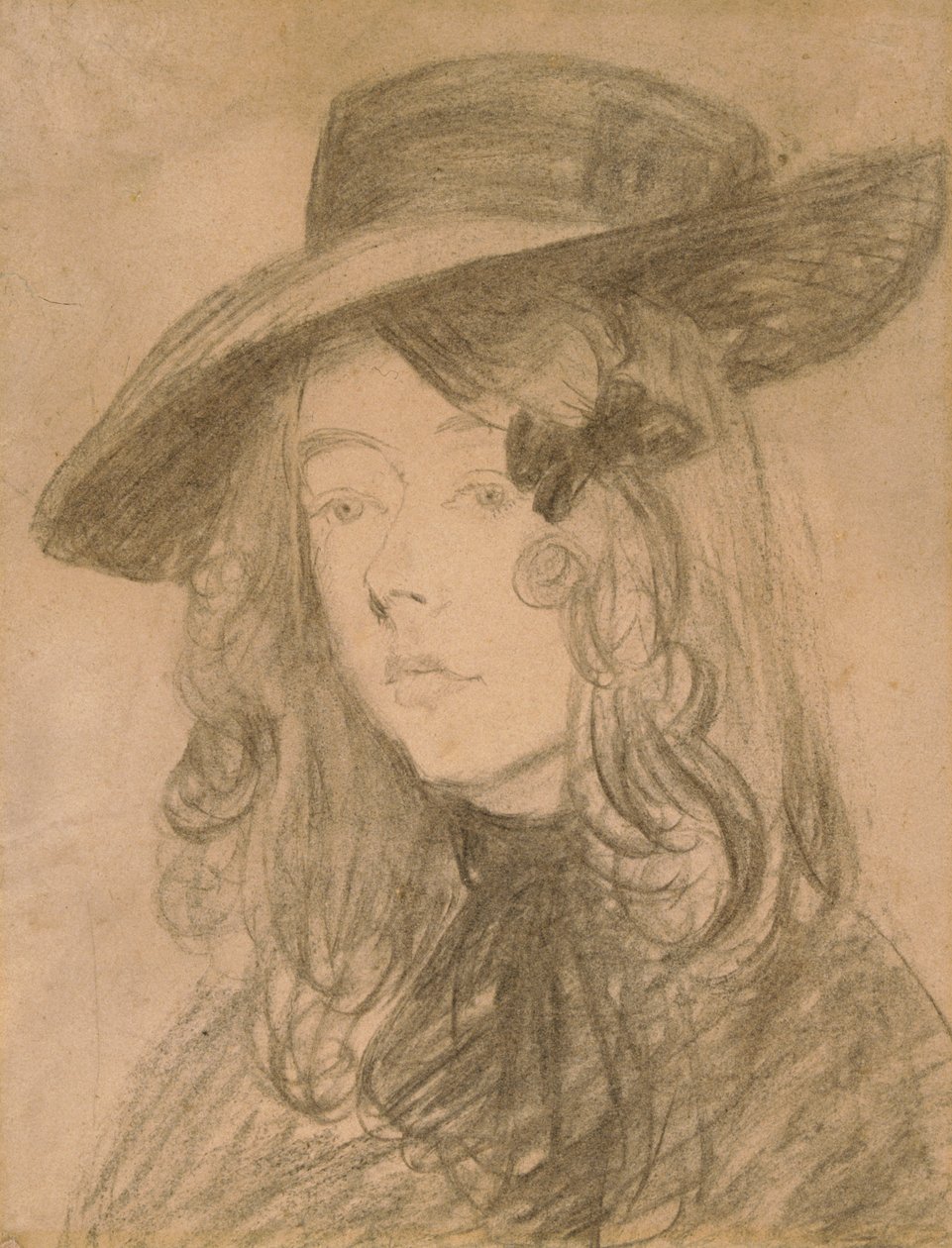 Winifred John met een grote hoed door Gwen John