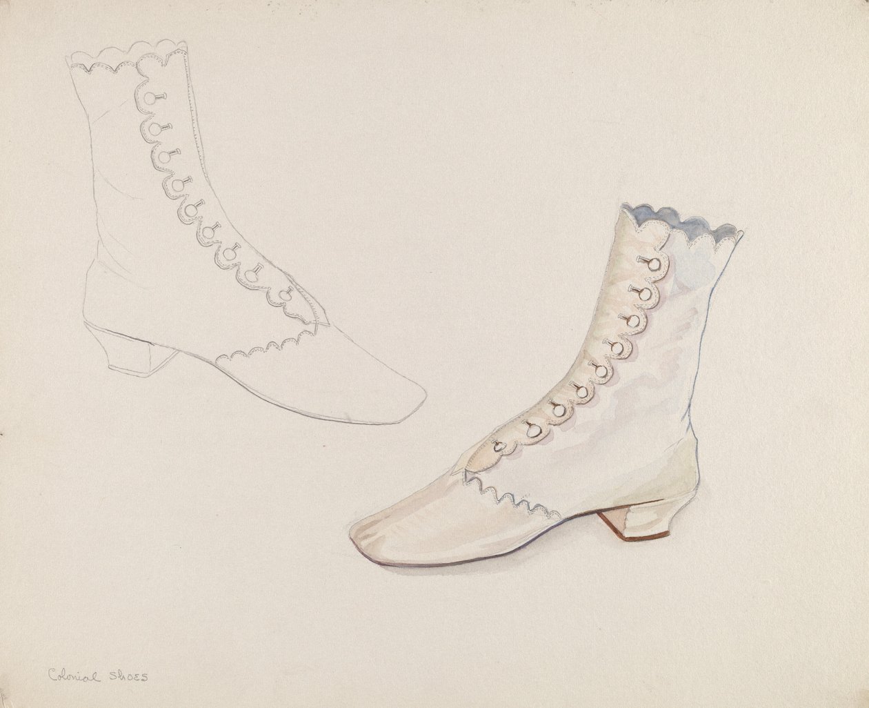 Quaker Bruidsschoenen, ca. 1936 door Gwyneth King