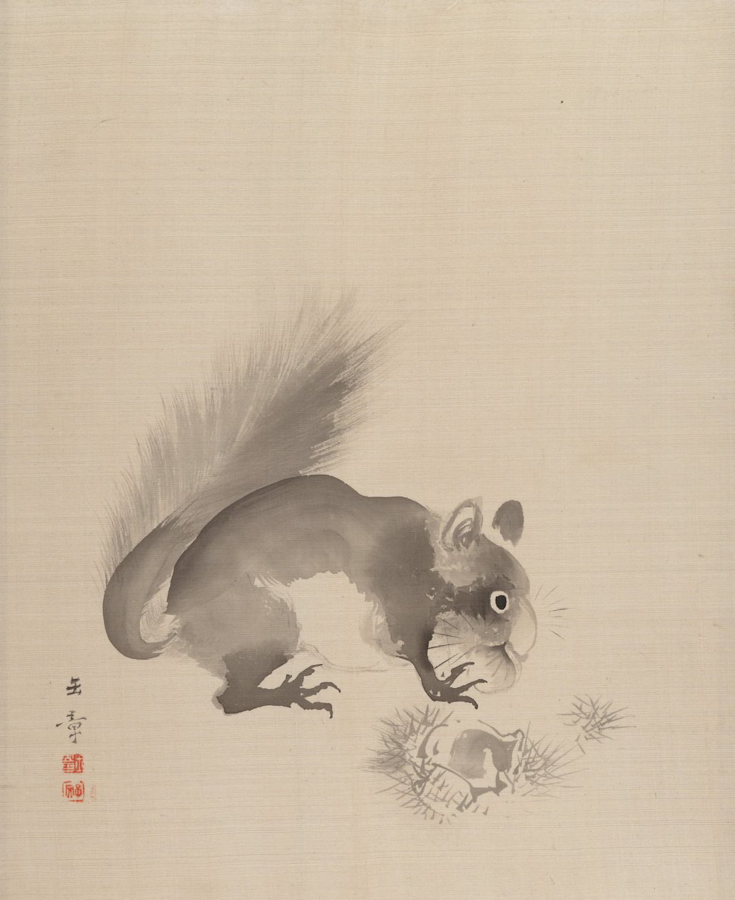 Eekhoorn die Kastanjes Eet, 1887-92 door Gyokusho Kawabata