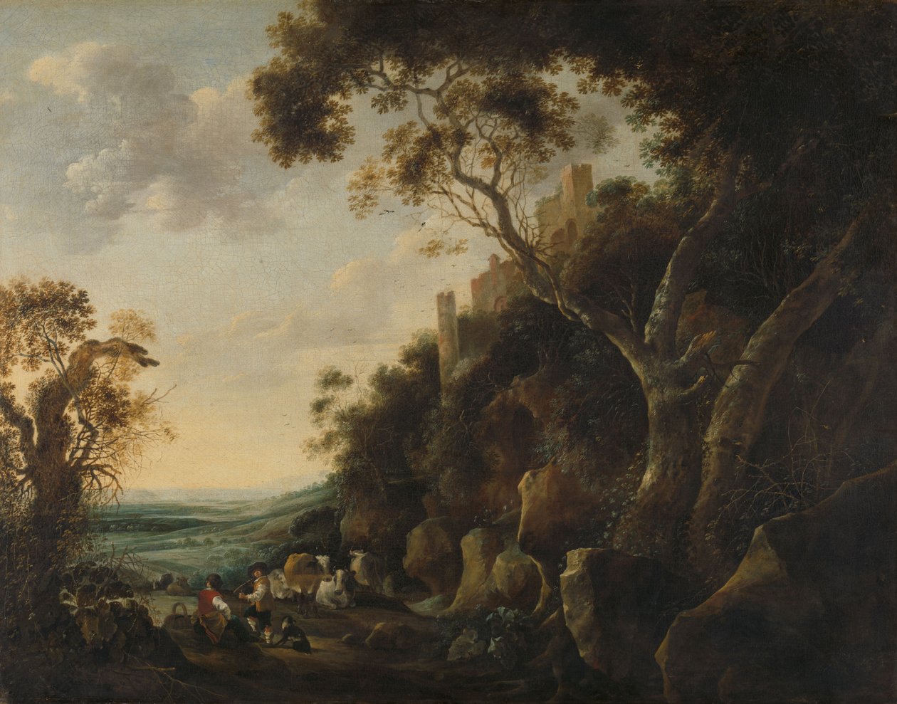 Landschap met herders door Gysbert Hondecoeter