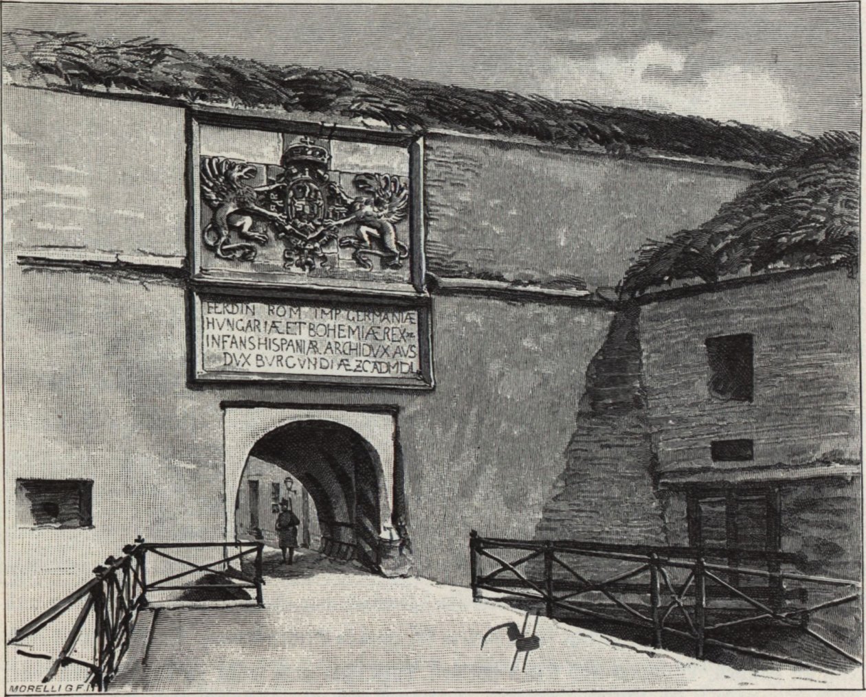 De poort van het oude fort in Komárno, 1890s door Gyula Háry