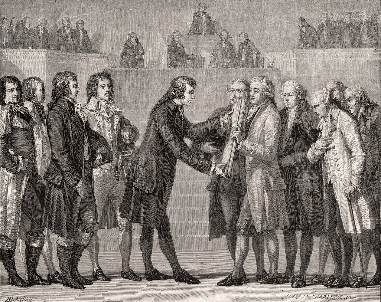 Koning Lodewijk XVI (1754-93) zweert op het Boek van de Grondwet, 14 september 1791 door H. de la Charlerie