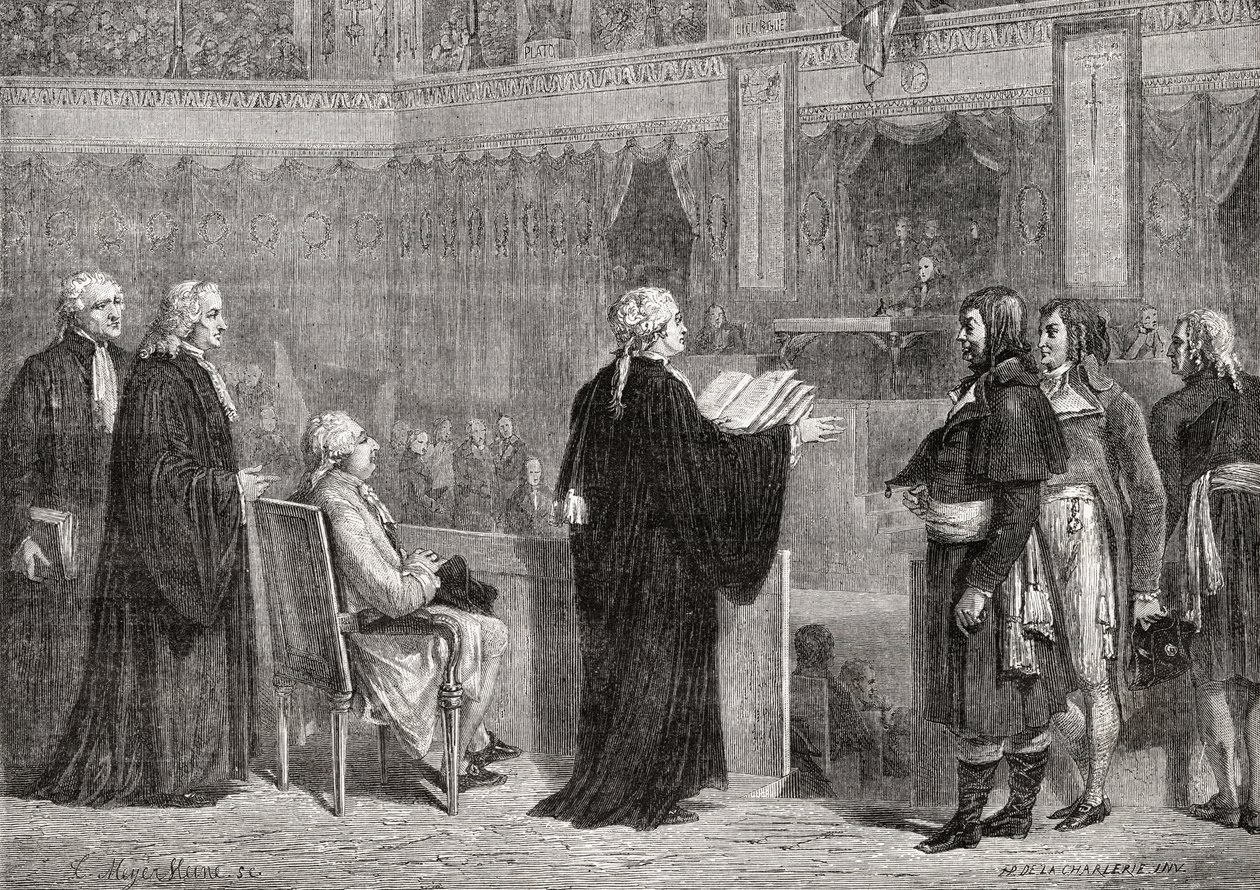 Koning Lodewijk XVI voor de Conventie, 26 september 1792 door H. de la Charlerie