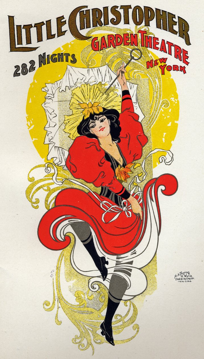 Cancan danseres, poster door H.A. Thomas voor een show in het Little Christopher Theater, New York door H.A. Thomas