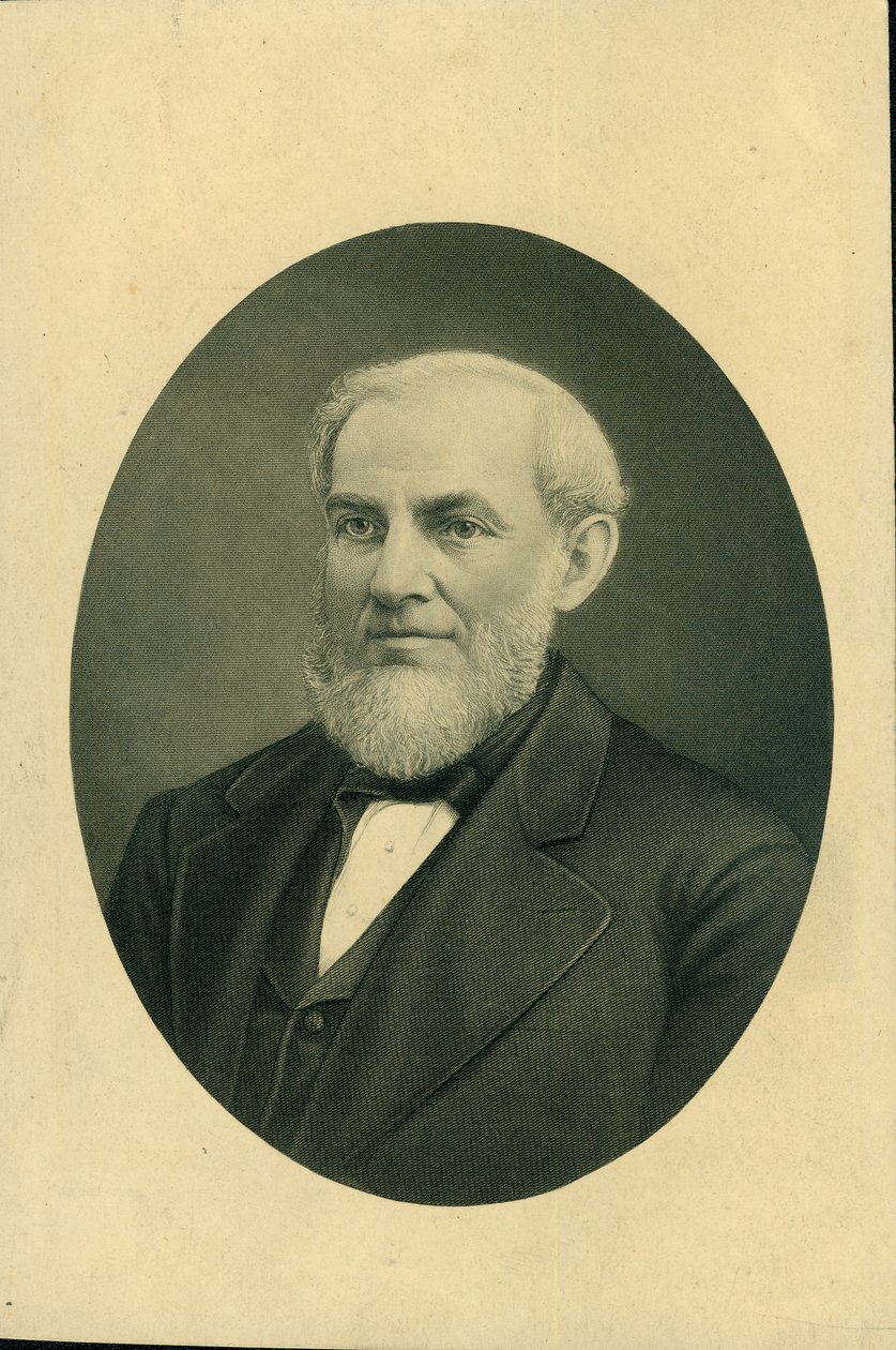 Borstportret van Giles Franklin Filley in een pak en vest, naar links gedraaid door H.B. Hall and Sons