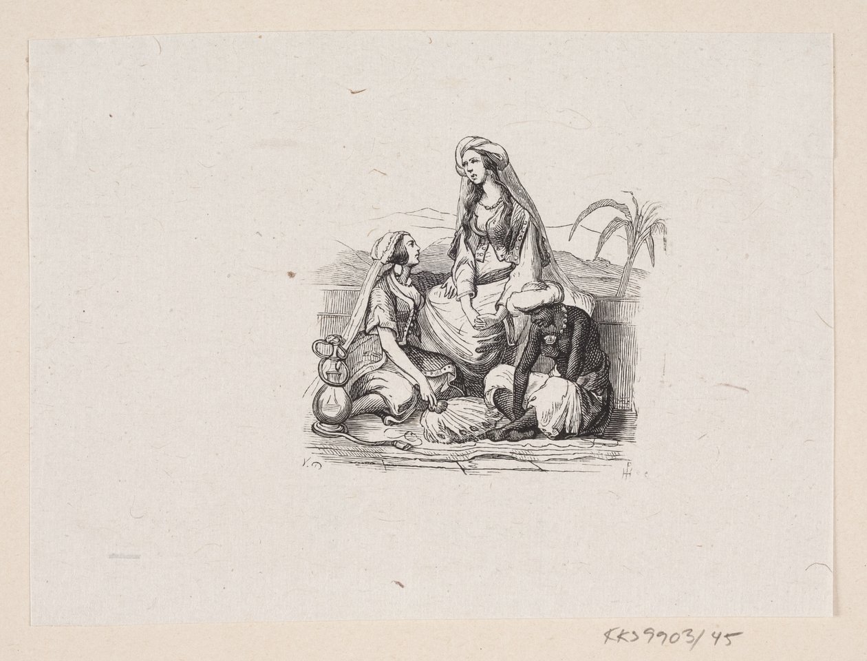 Illustratie voor "De vliegende koffer" in H.C. Andersen, "Sprookjes en verhalen", Deel 1 door H.P. Hansen