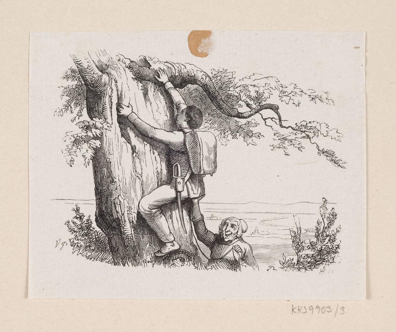 Illustratie voor "Het vuursteentje" in H.C. Andersen, "Sprookjes en Verhalen", Deel 1 door H.P. Hansen