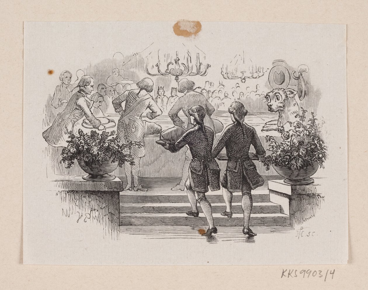 Illustratie voor "Het Tondeldoosje" in H.C. Andersen, "Sprookjes en Verhalen", Deel 1 door H.P. Hansen