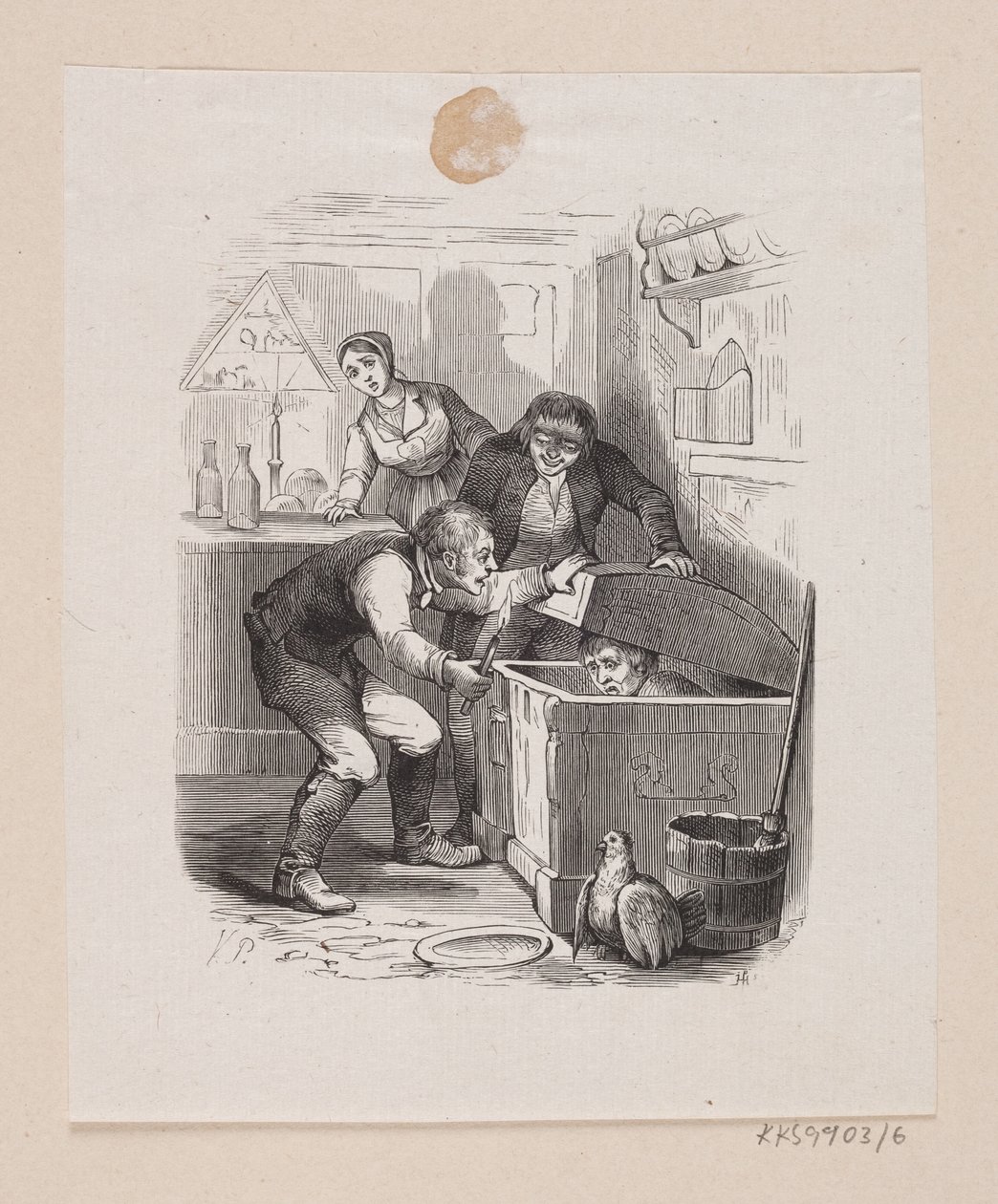 Illustratie voor "Kleine Claus en grote Claus" in H.C. Andersen, "Sprookjes en verhalen", Deel 1 door H.P. Hansen