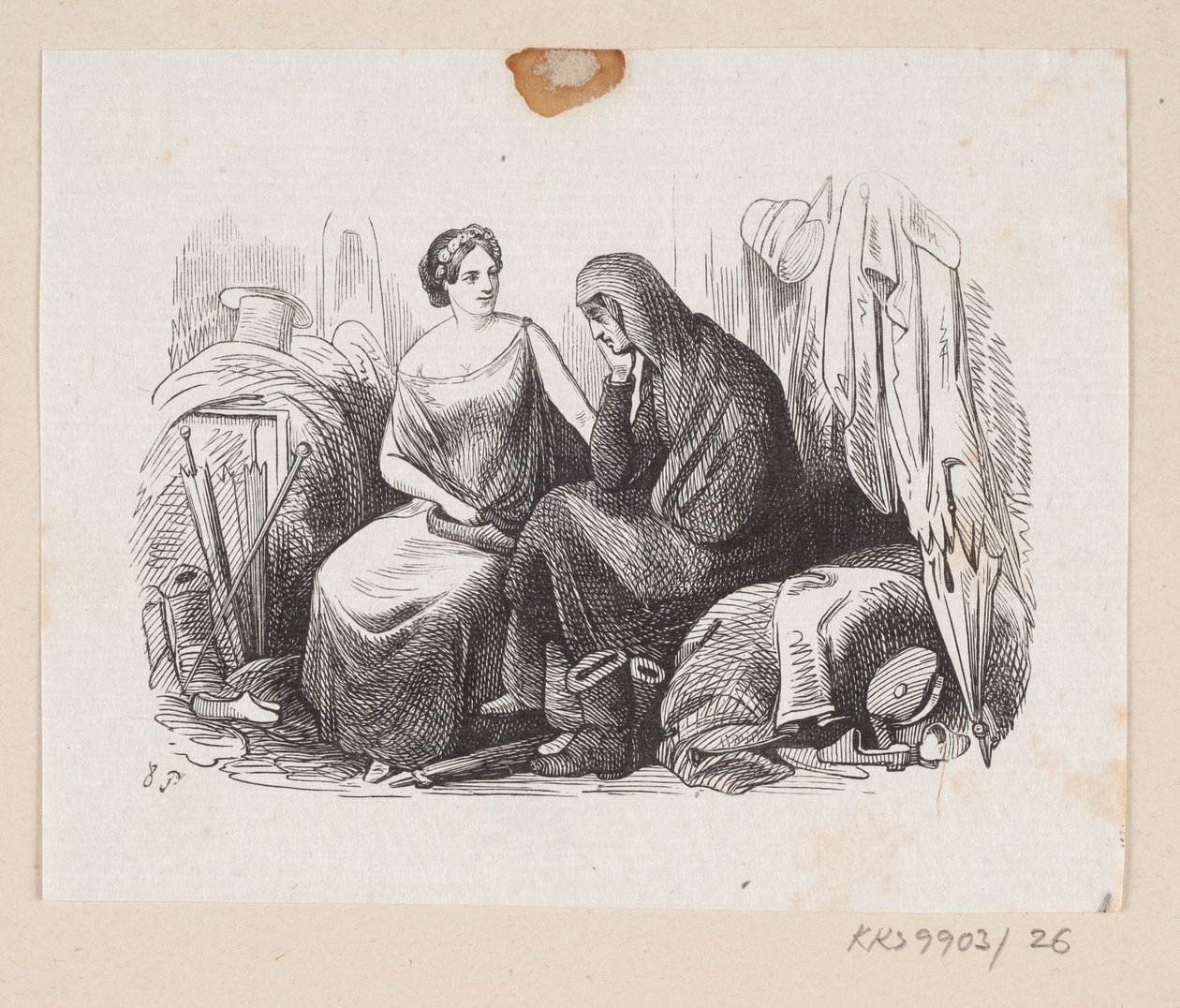 Illustratie voor "De Geluksschoenen" in H.C. Andersen, "Sprookjes en Verhalen", Deel 1 door H.P. Hansen