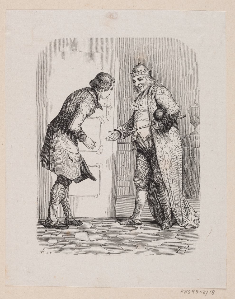 Illustratie voor "De Reisgenoot" in H.C. Andersen, "Sprookjes en Verhalen", Deel 1 door H.P. Hansen