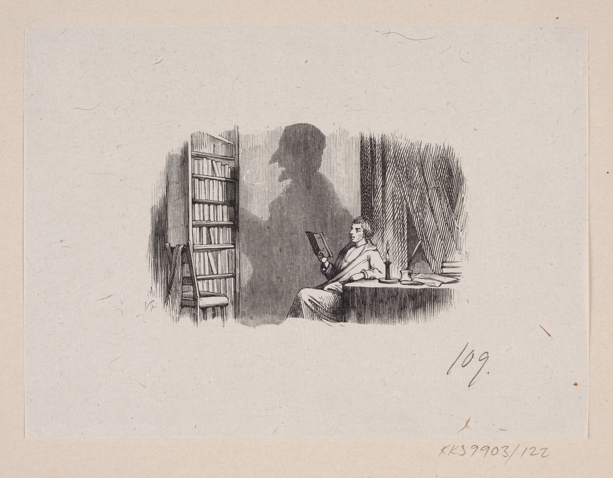 Illustratie voor "De Schaduw" in H.C. Andersen, "Sprookjes en Verhalen", Deel 2 door H.P. Hansen
