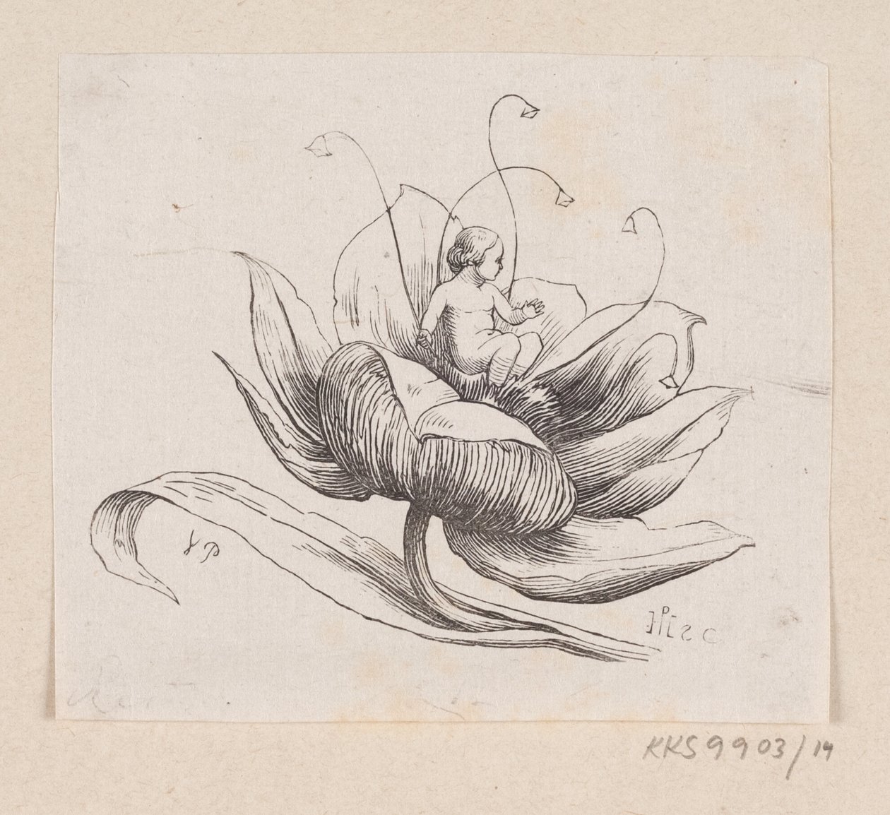 Illustratie voor "Duimelijntje" in H.C. Andersen, "Sprookjes en Verhalen", Deel 1 door H.P. Hansen