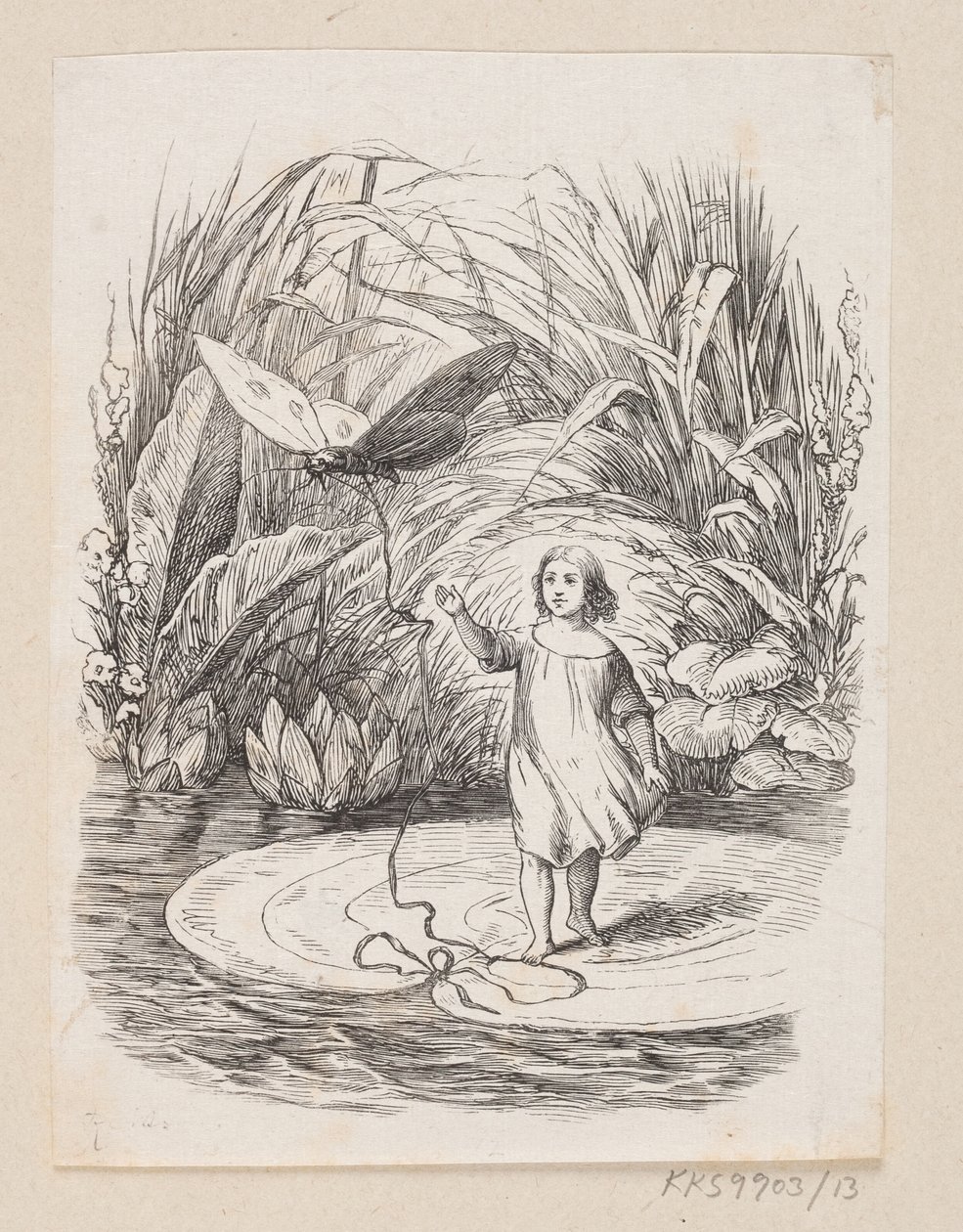 Illustratie voor "Duimelijntje" in H.C. Andersen, "Sprookjes en Verhalen", Deel 1 door H.P. Hansen