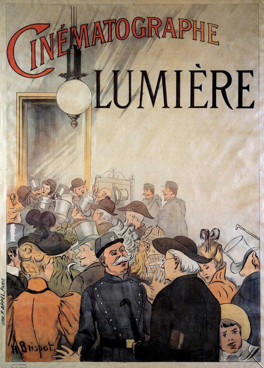 Poster voor de cinematograaf van de gebroeders Lumière in het grand café in december 1895 (illustratie) door H. Brispot