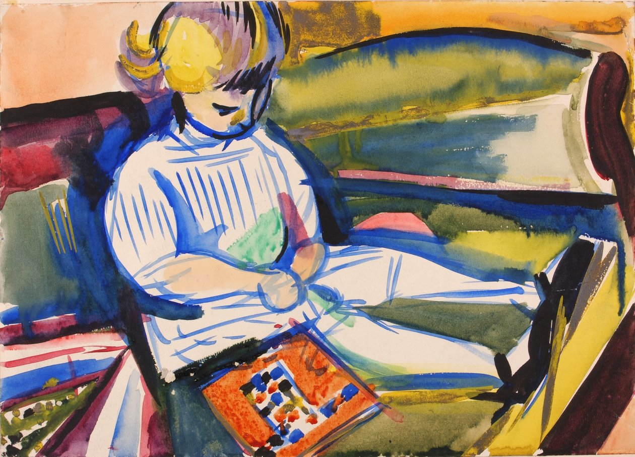 Kind op bank door H. Lyman Sayen