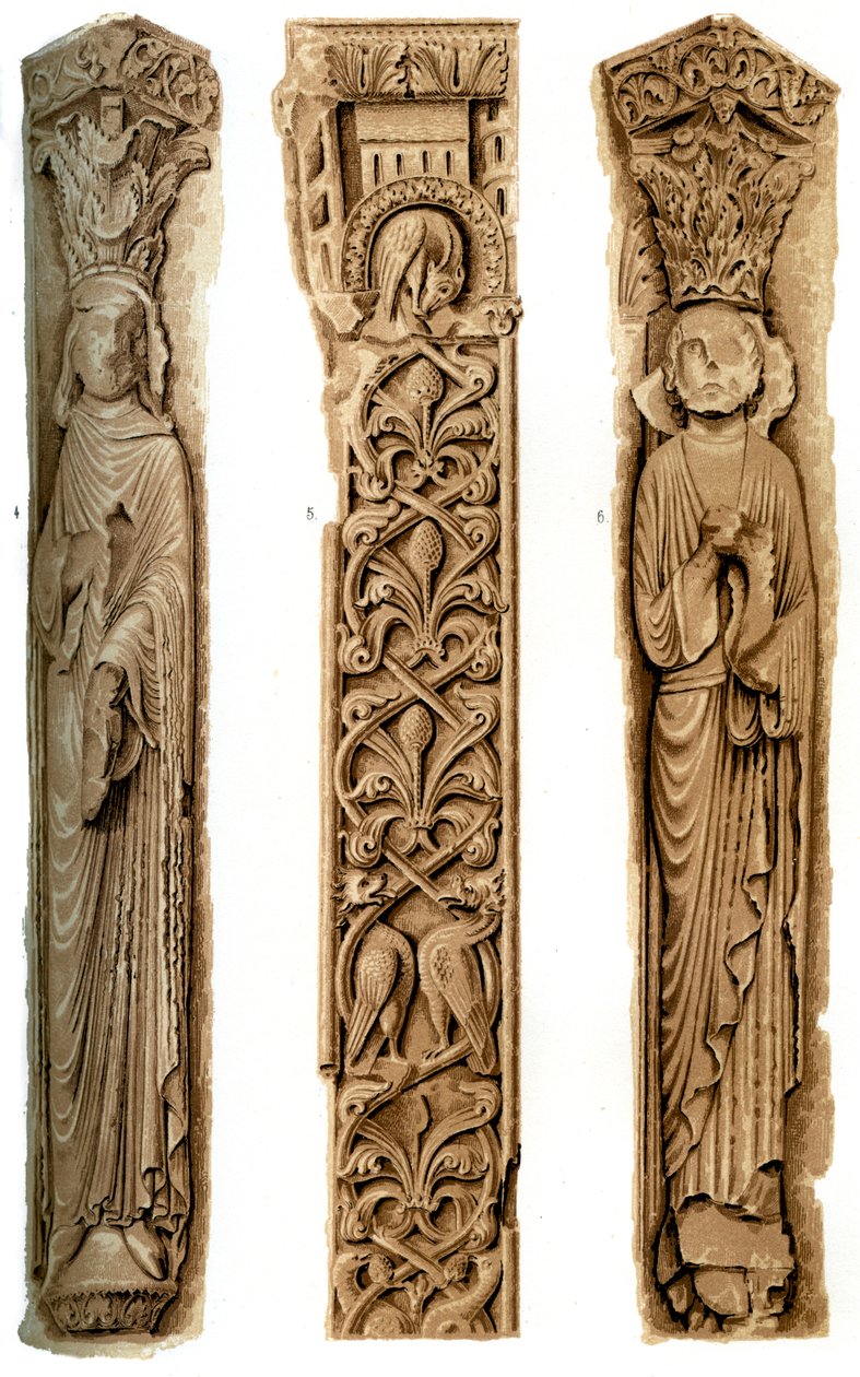 Buitendecoratie van de kathedraal van Le Mans, Le Mans, Frankrijk door H. Moulin