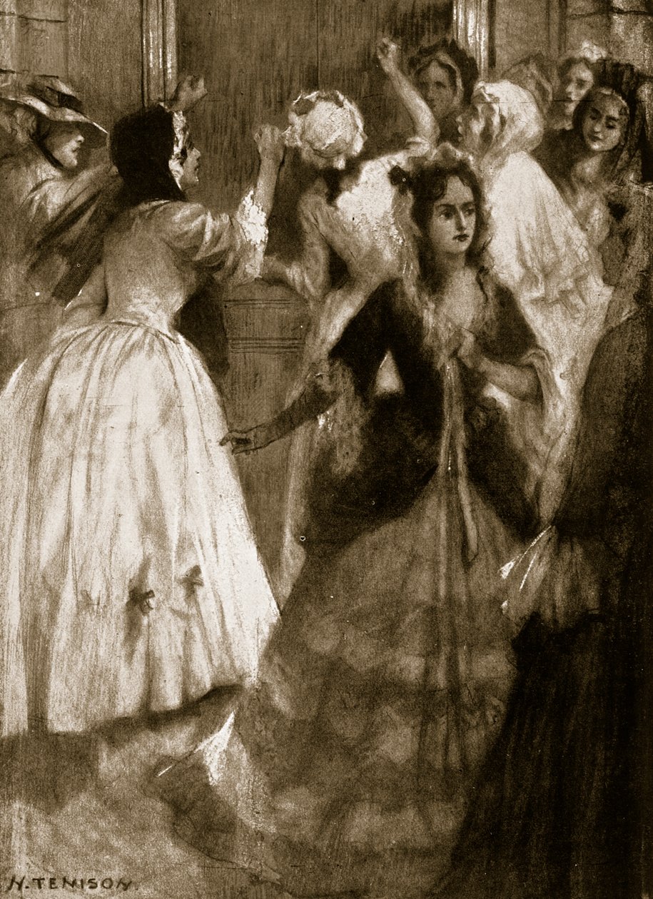 Dames die toegang eisen tot het Hogerhuis, 1758, illustratie uit Hutchinsons Verhaal van de Britse Natie, c.1923 door H. Tenison