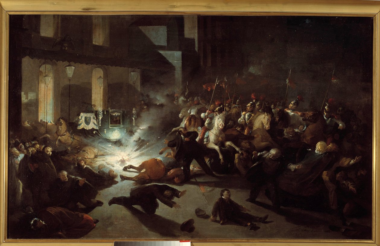 Aanslag op Napoleon III door Felice Orsini in Parijs op 14 januari door H. Vittori Romano