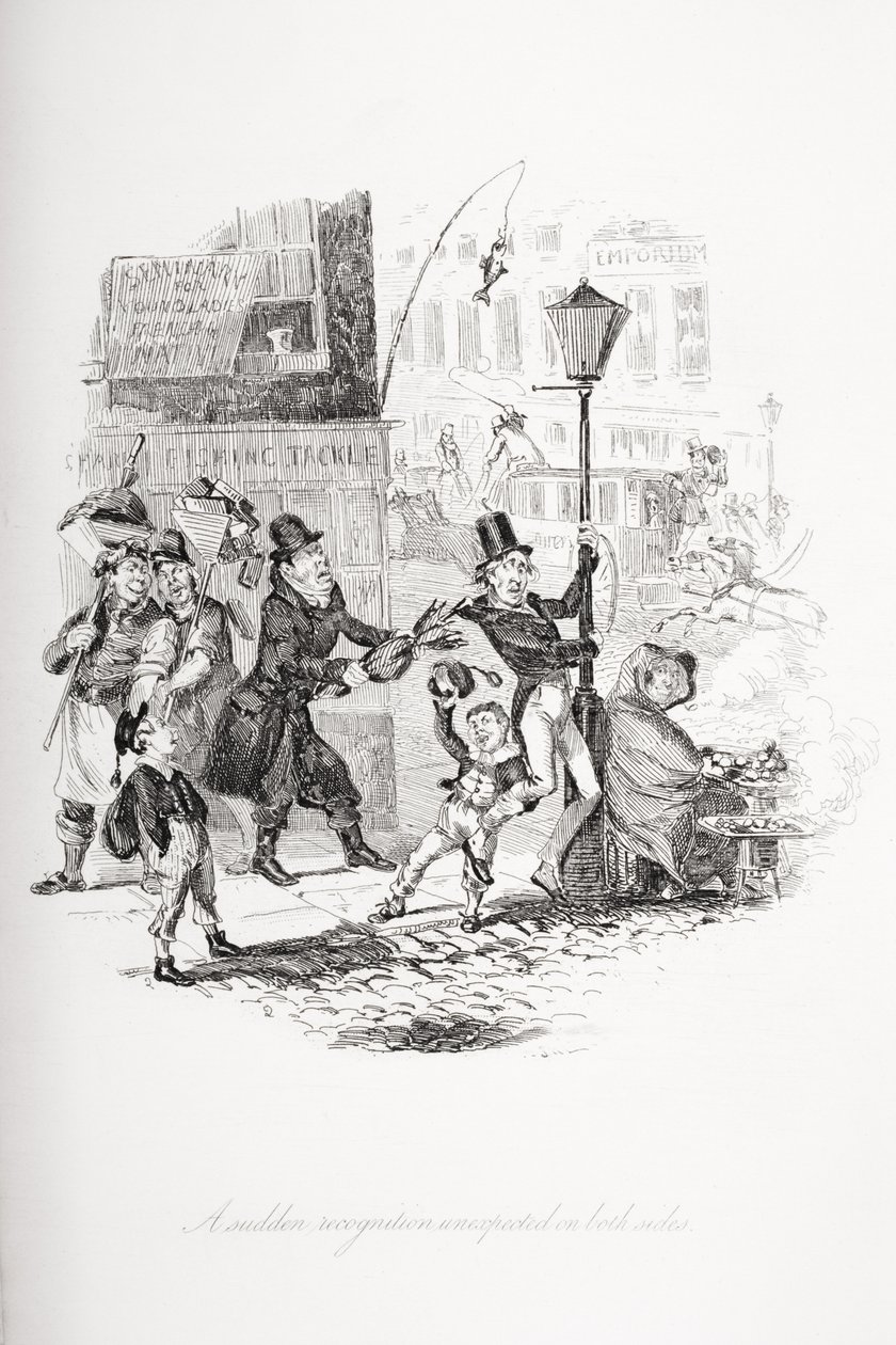 Een plotselinge herkenning onverwacht aan beide kanten, illustratie uit `Nicholas Nickleby