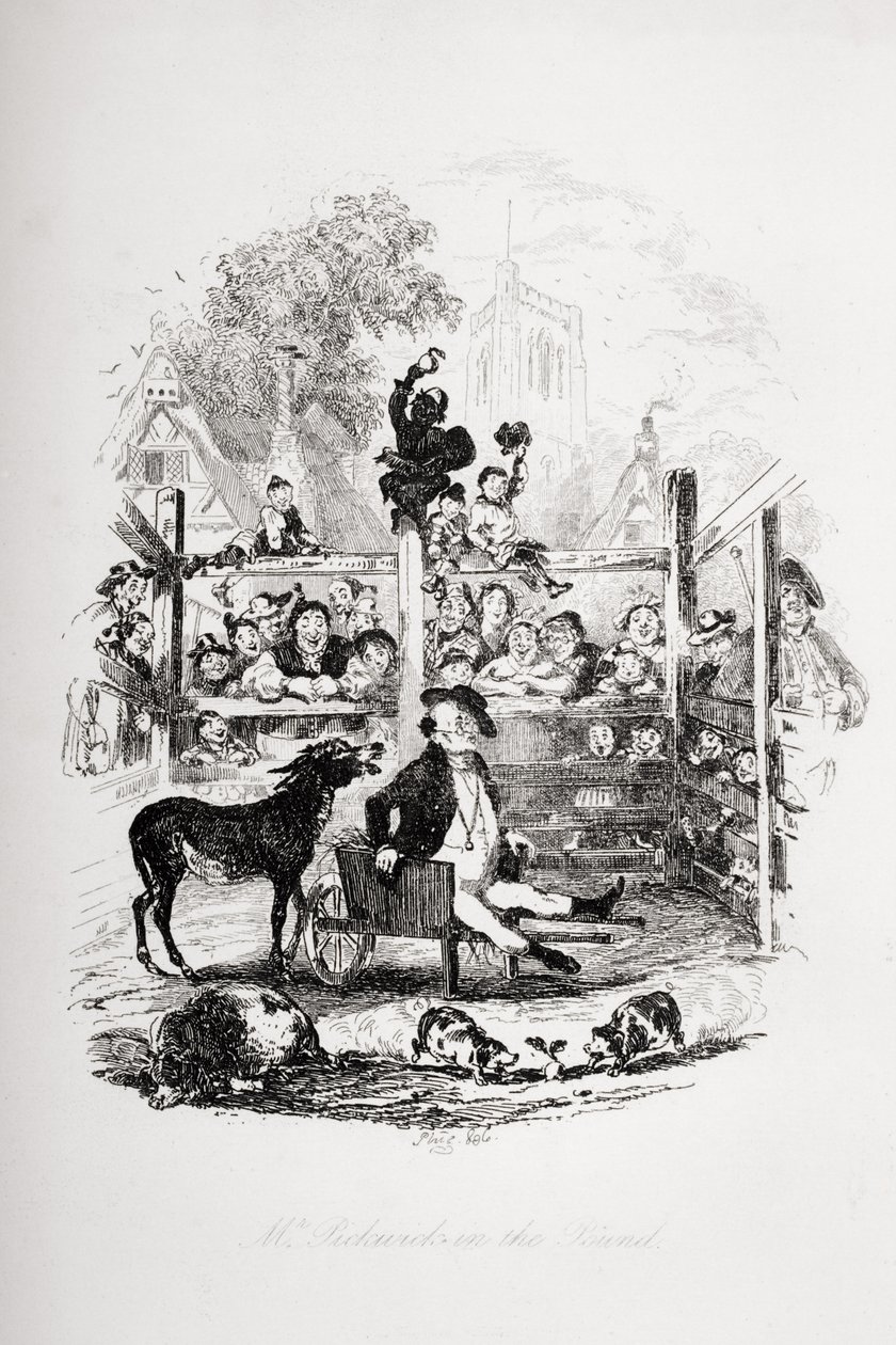 Mr. Pickwick in de kooi, illustratie uit 