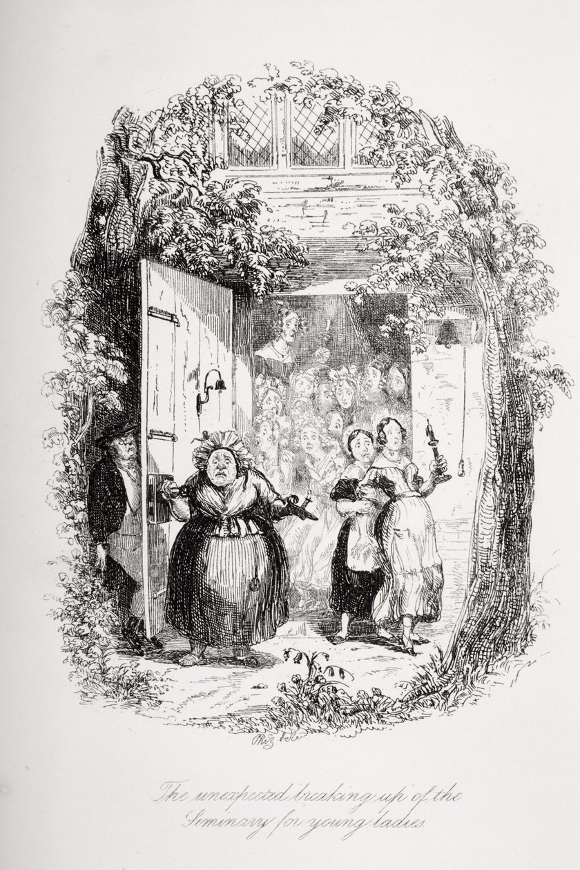 Het onverwachte uiteenvallen van het seminarie voor jonge dames, illustratie uit 