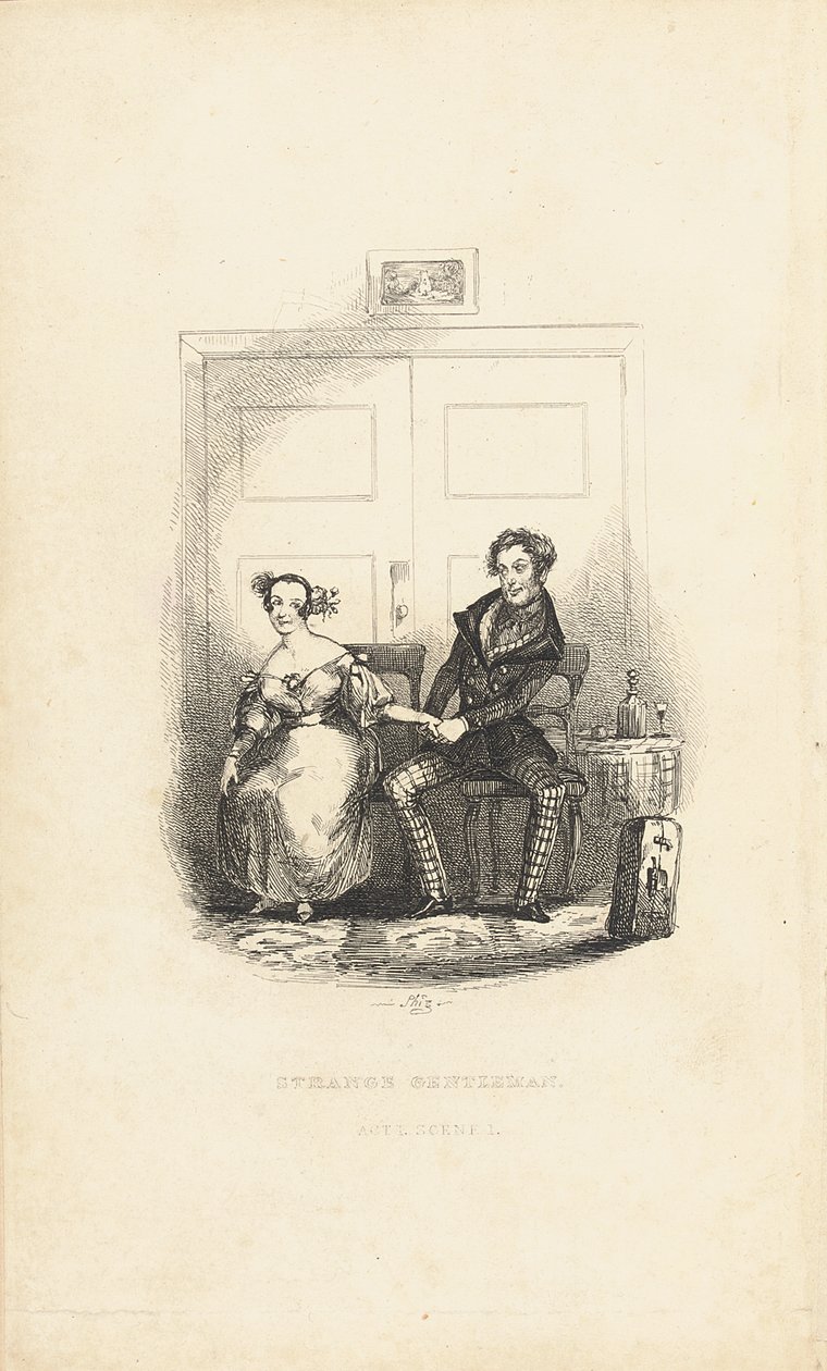 Frontispice voor The Strange Gentleman: A Comic Burletta, door Charles Dickens (1812-70) door Hablot Knight Browne