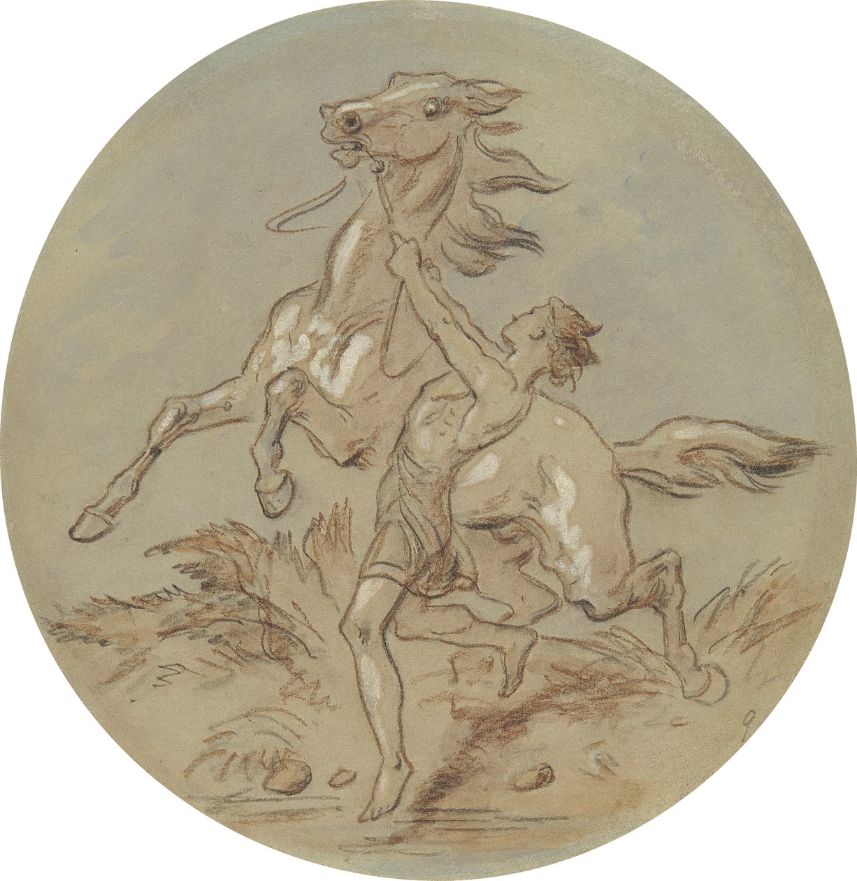 Een van achttien ontwerpen voor een serie platen die Venus en Adonis illustreren door Hablot Knight Browne