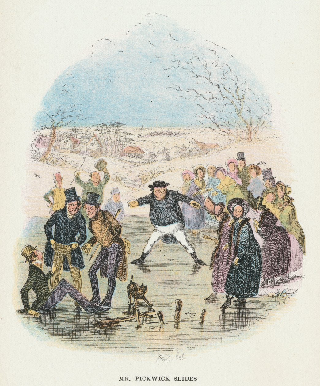Scène uit The Pickwick Papers door Charles Dickens door Hablot Knight Browne