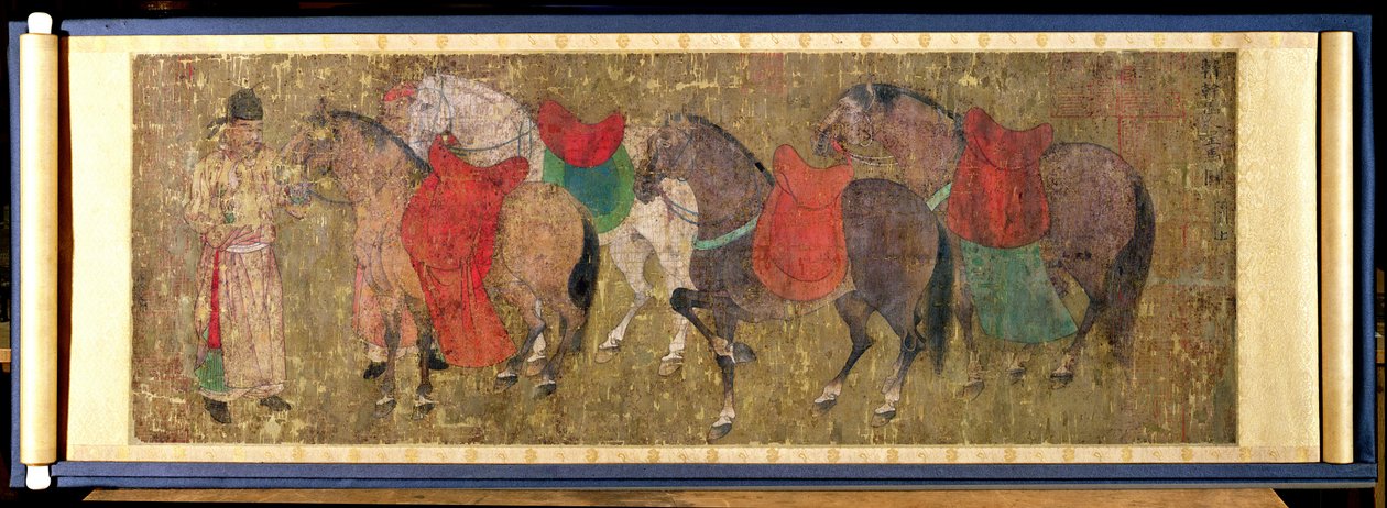 Een Staljongen met Paarden door Han Gan