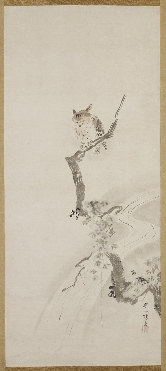 Een Uil Zittend in een Boom, c.1710 door Hanabusa Itcho
