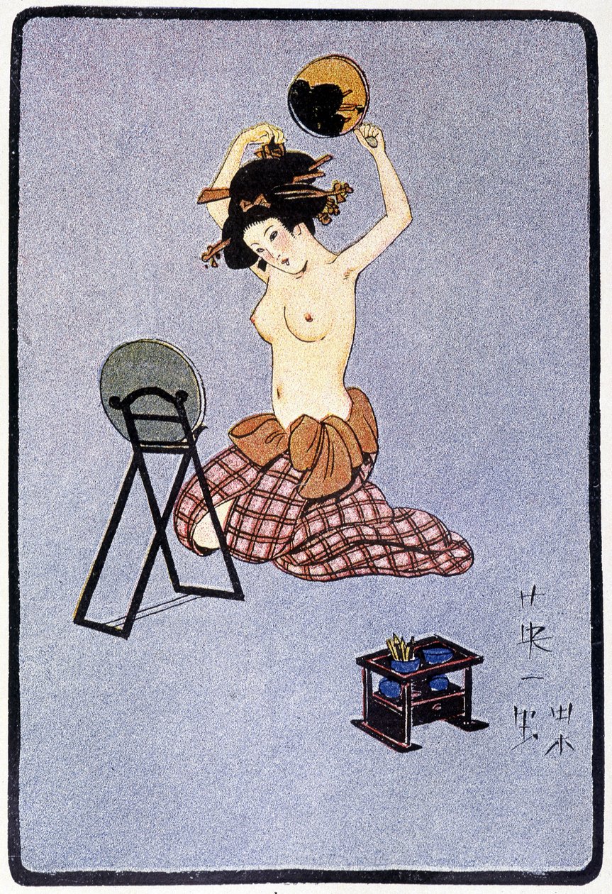 Jonge Japanse zonder haarversiering - in "Japanse pop" door Félicien Champsaur, ill. Hanafusa Itcho, Parijs door Hanabusa Itcho
