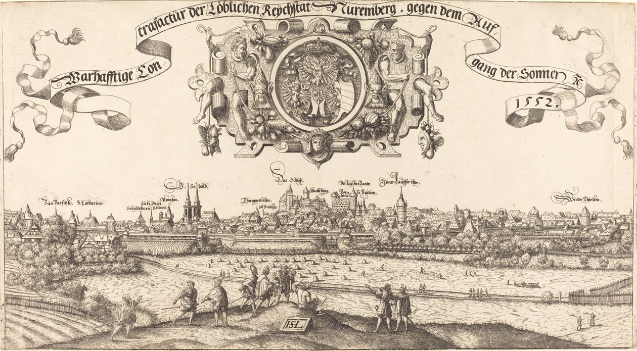 Uitzicht op Neurenberg vanuit het Oosten (midden gedeelte) door Hanns Lautensack