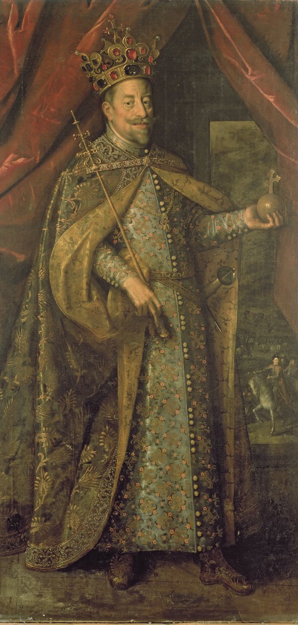 Keizer Matthias van Oostenrijk in Boheemse Kroningsgewaden door Hans von Aachen