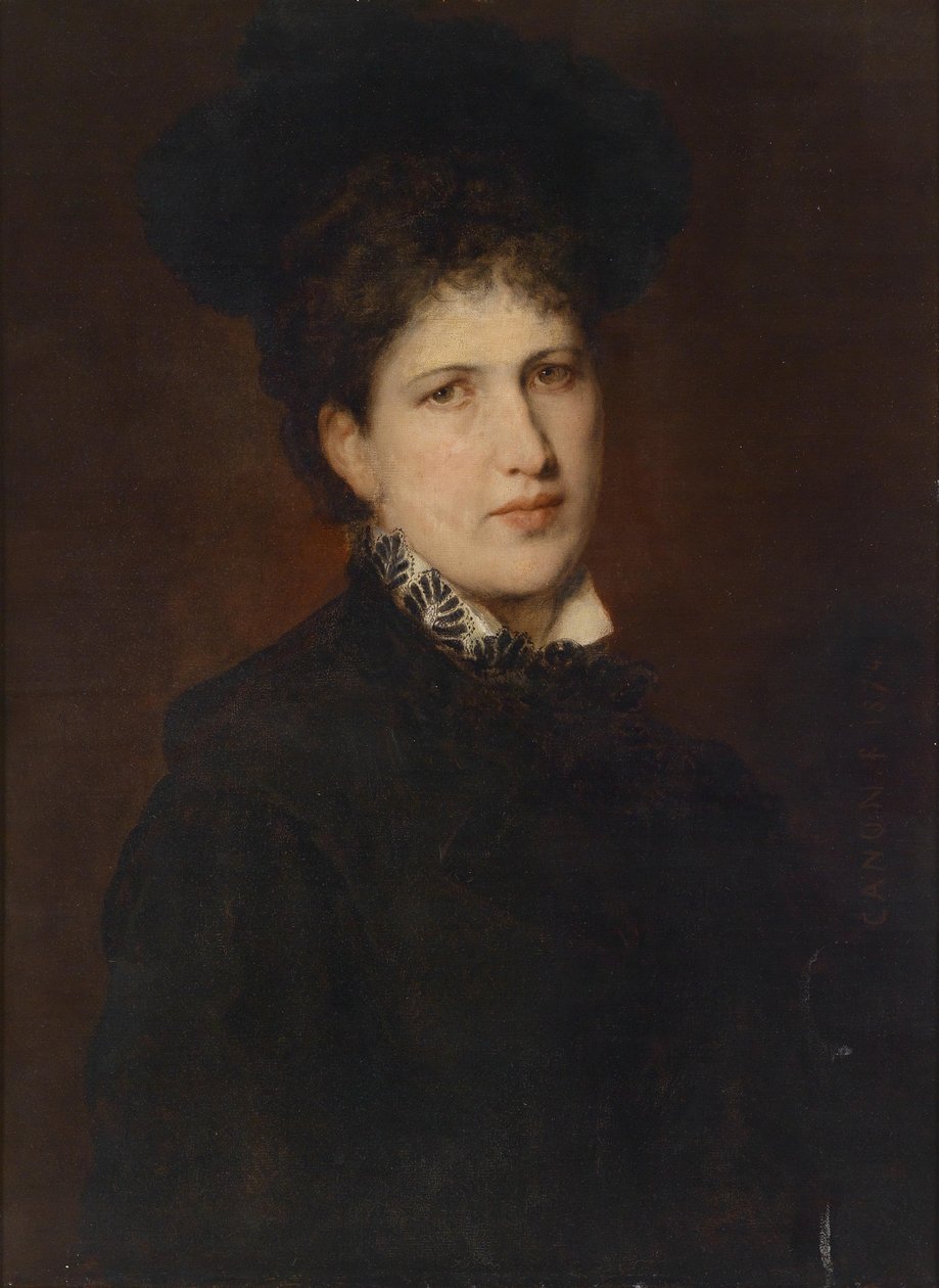 Portret van een vrouw met hoed door Hans Canon