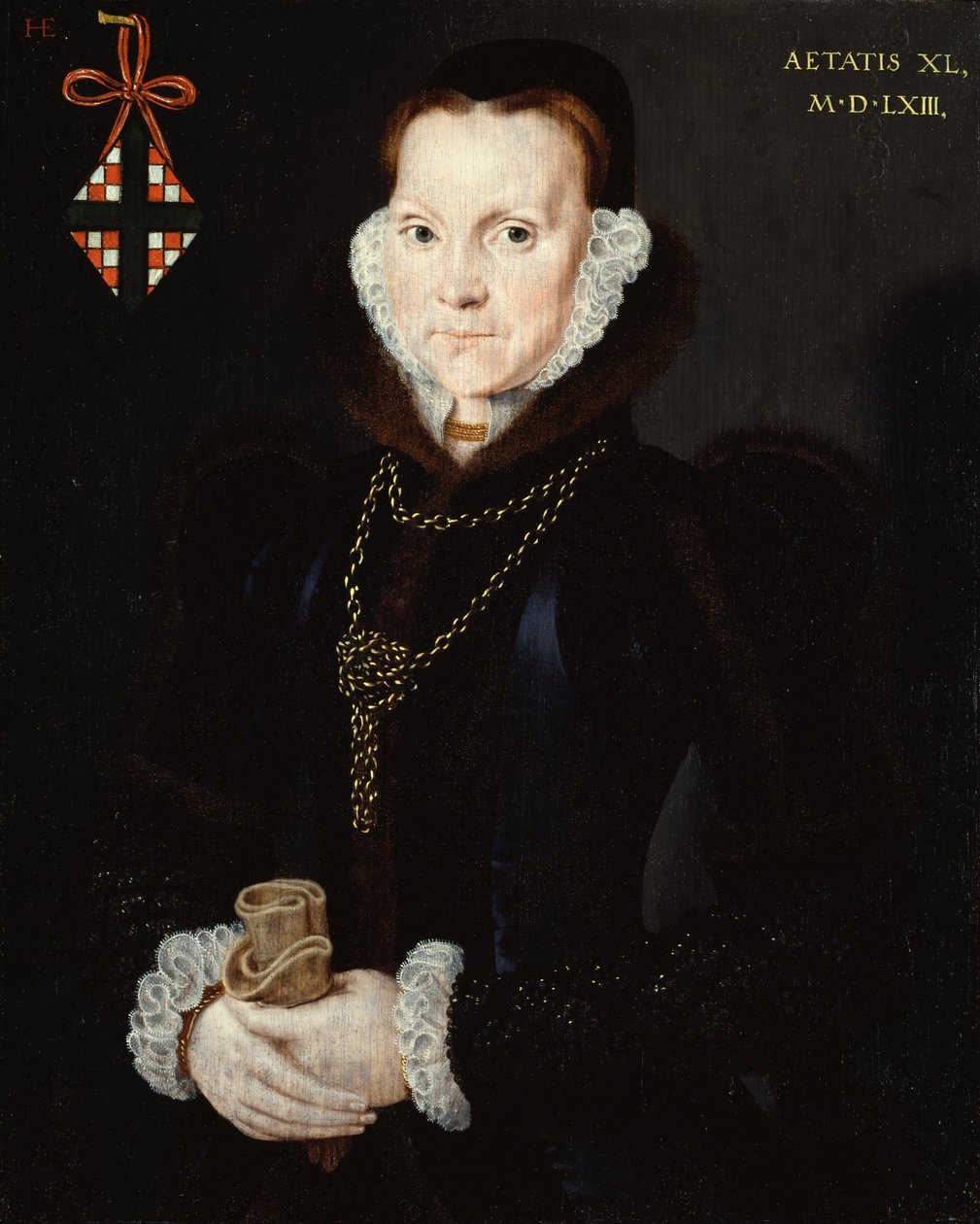 Portret van Elizabeth Roydon, Lady Golding door Hans Eworth