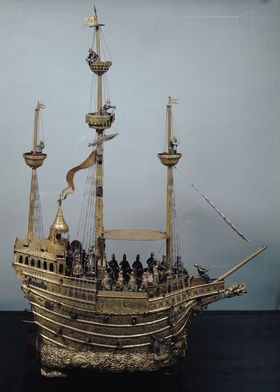 De automatische klok van Karel V in de vorm van een nef, ca. 1580 door Hans Schlottheim