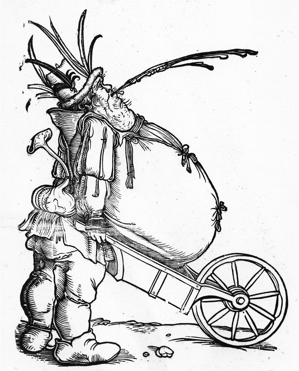 Een dikke man en een kruiwagen, c.1521 door Hans Weiditz