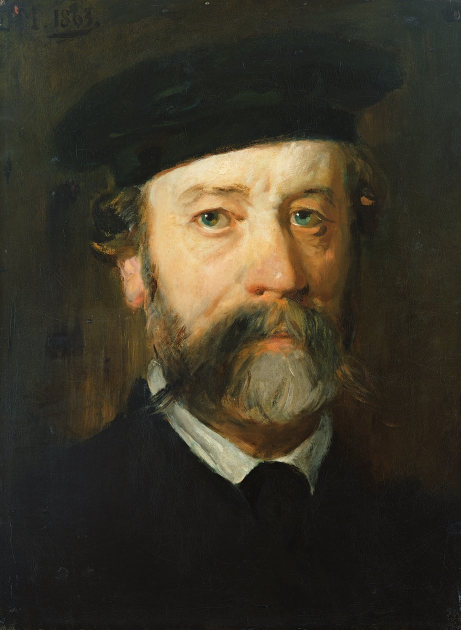 Portret van een man met een baard, 1863 door Hans von Marées