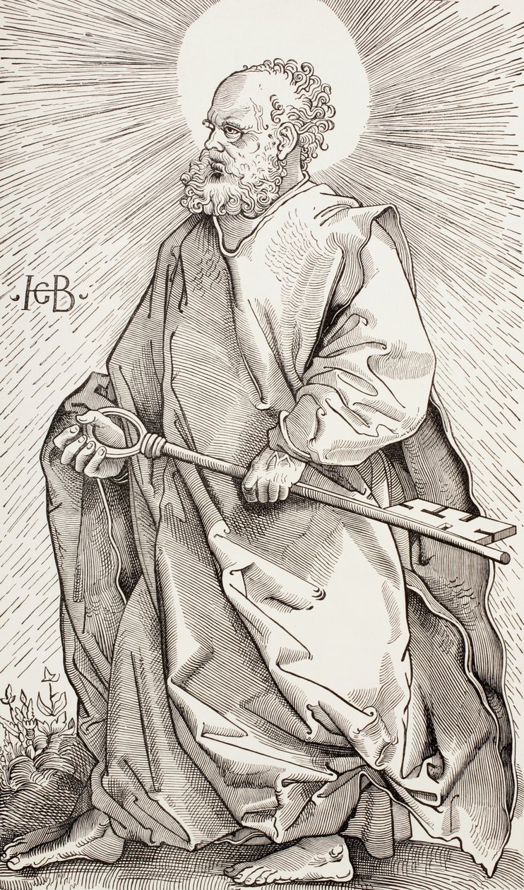 St. Petrus met de sleutels van het Koninkrijk der Hemelen door Hans (after) Baldung Grien