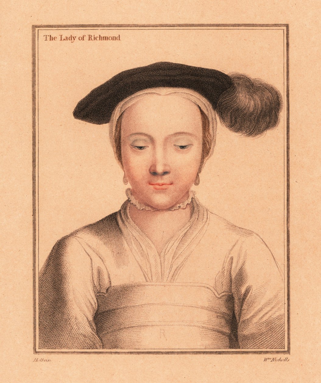 Mary FitzRoy, Hertogin van Richmond en Somerset, 1812 (gravure) door Hans (after) Holbein the Younger