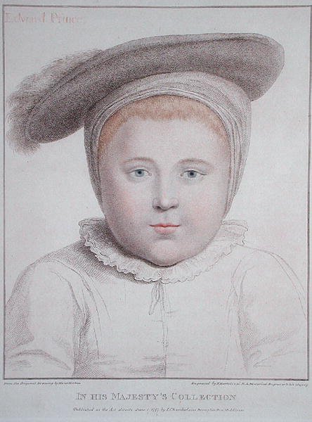 Portret van Edward VI (1537-53) gegraveerd door Francesco Bartolozzi (1727-1815) 1796 door Hans (after) Holbein the Younger