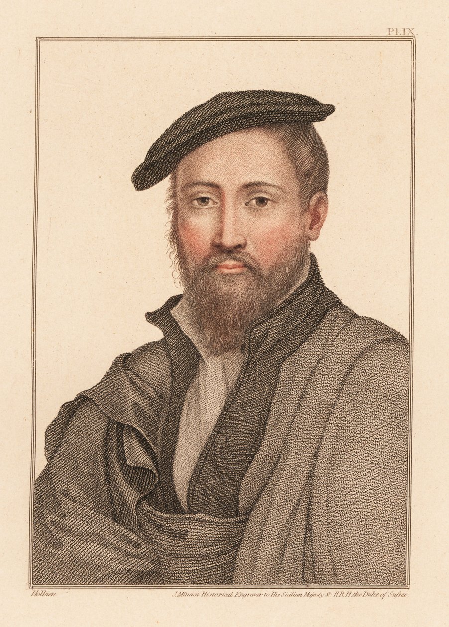 Portret van een onbekende man, hof van Koning Henry VIII, ca. 1532 door Hans (after) Holbein the Younger