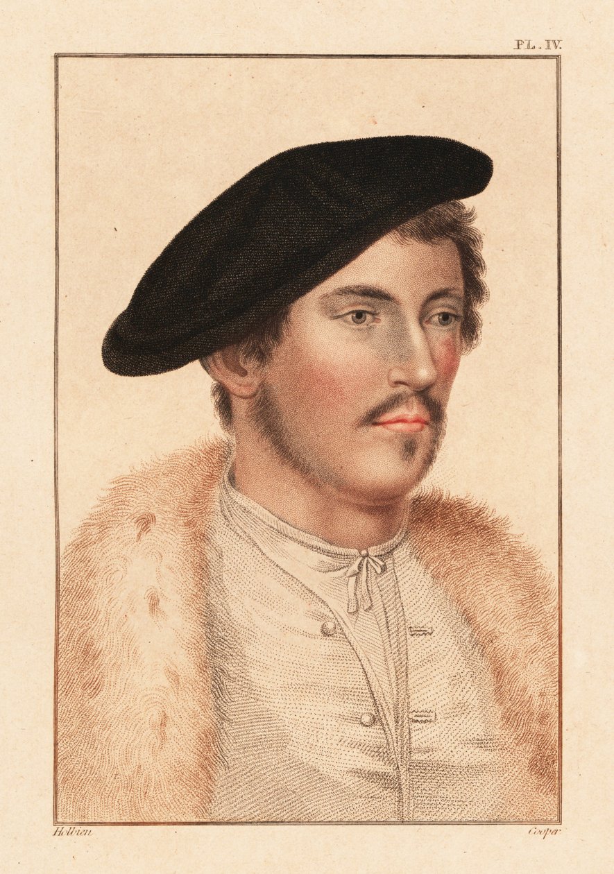 Portret van een onbekende man, hof van Koning Henry VIII, ca. 1532 door Hans (after) Holbein the Younger
